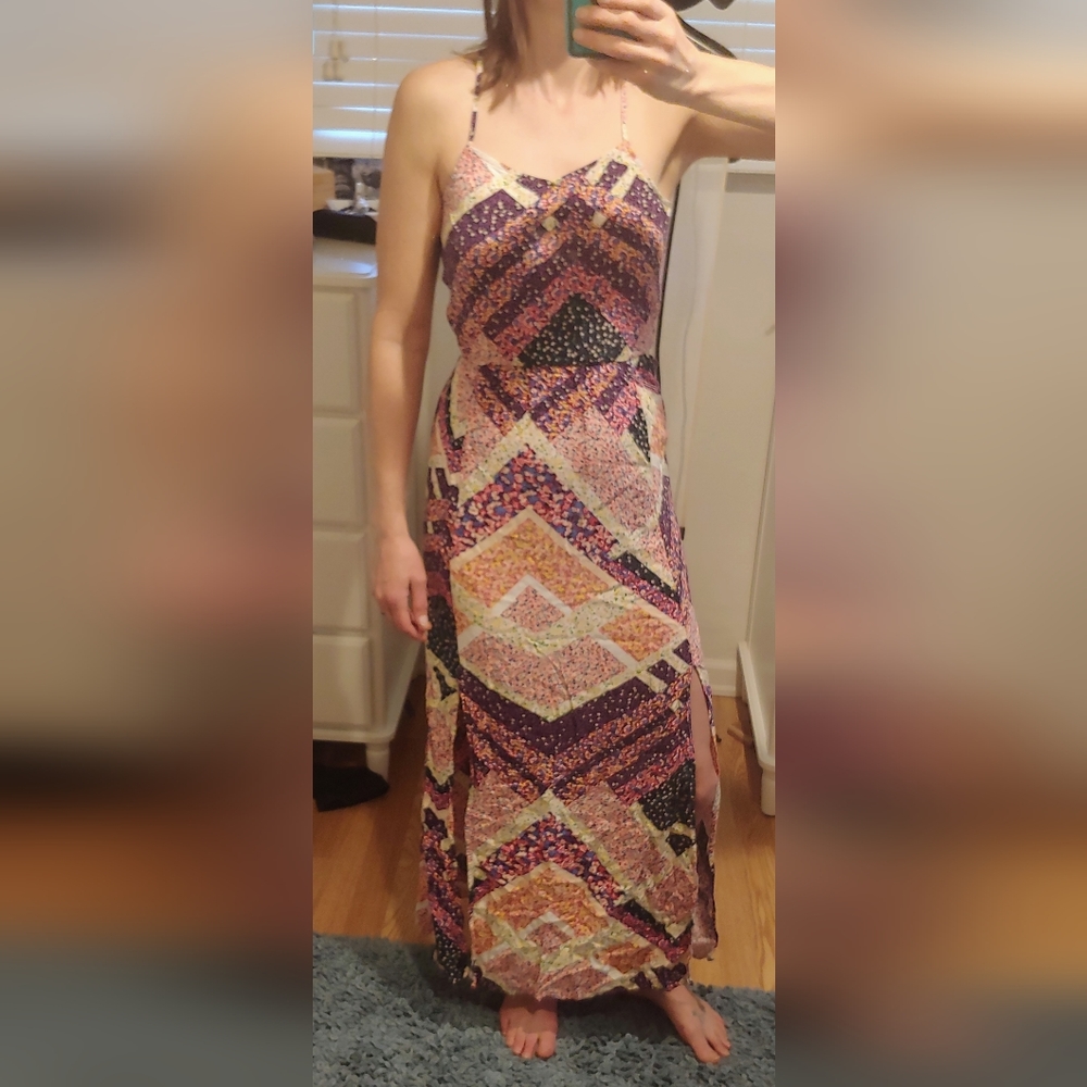Multicolor floral patchwork maxi dress, size 4, H&M